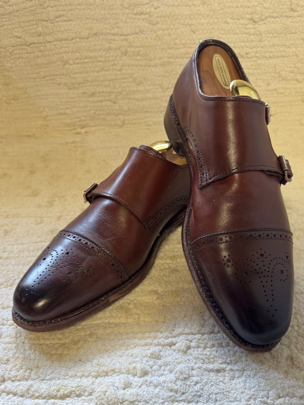 Allen Edmonds Burgundy Brown Double Monk Strap Oxfords